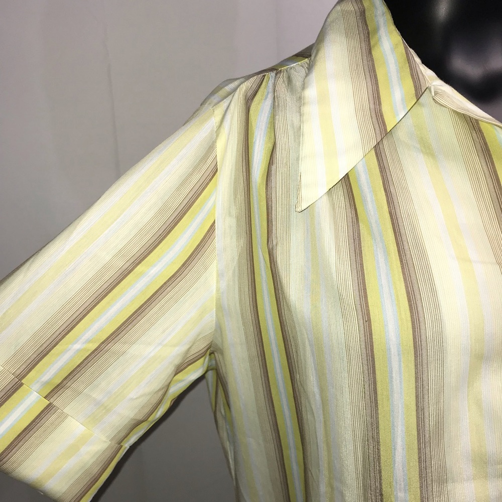 Vintage Collard Button Down Shirt Dress Stripe